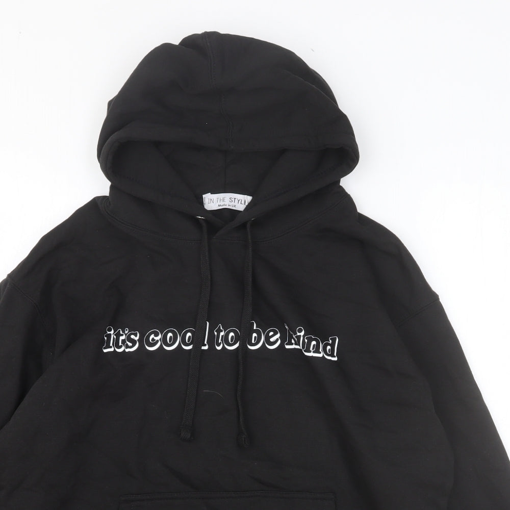In the Style Womens Black Cotton Pullover Hoodie Size 14 Pullover - Size 14-16