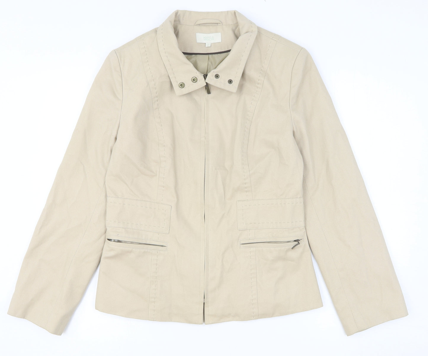 Marks and Spencer Womens Beige Jacket Size 12 Zip