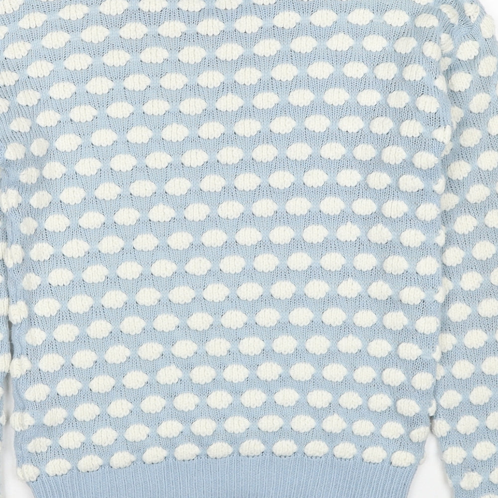 Atmosphere Womens Blue Round Neck Geometric Acrylic Pullover Jumper Size 6