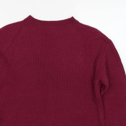 Peacocks Womens Purple Round Neck Acrylic Pullover Jumper Size S