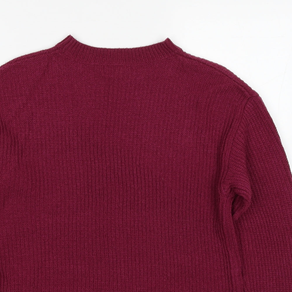 Peacocks Womens Purple Round Neck Acrylic Pullover Jumper Size S