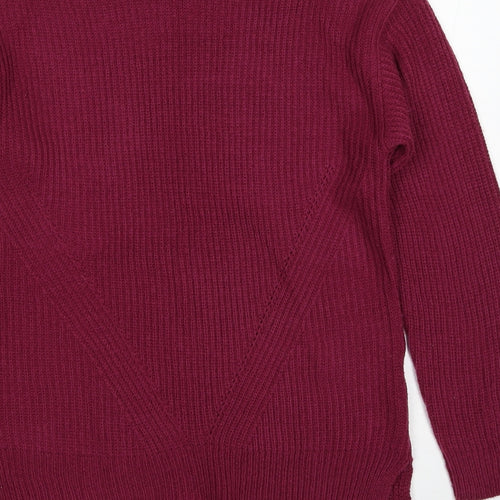 Peacocks Womens Purple Round Neck Acrylic Pullover Jumper Size S