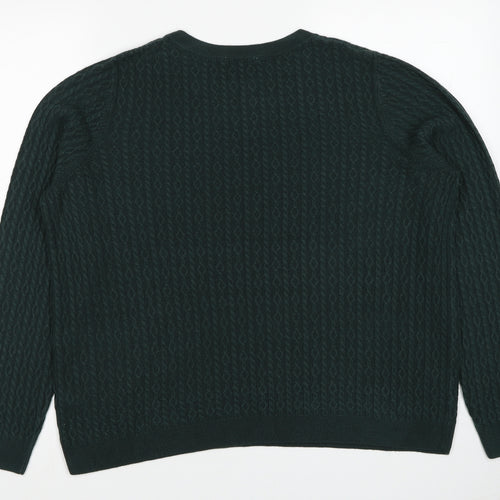 TU Womens Green Round Neck Acrylic Pullover Jumper Size 18