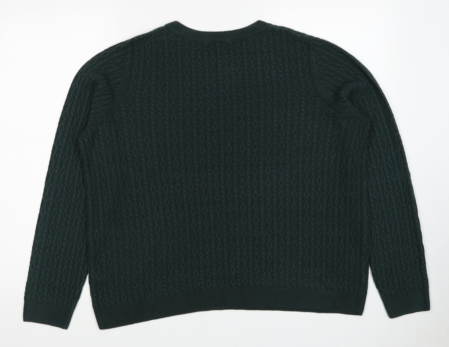 TU Womens Green Round Neck Acrylic Pullover Jumper Size 18