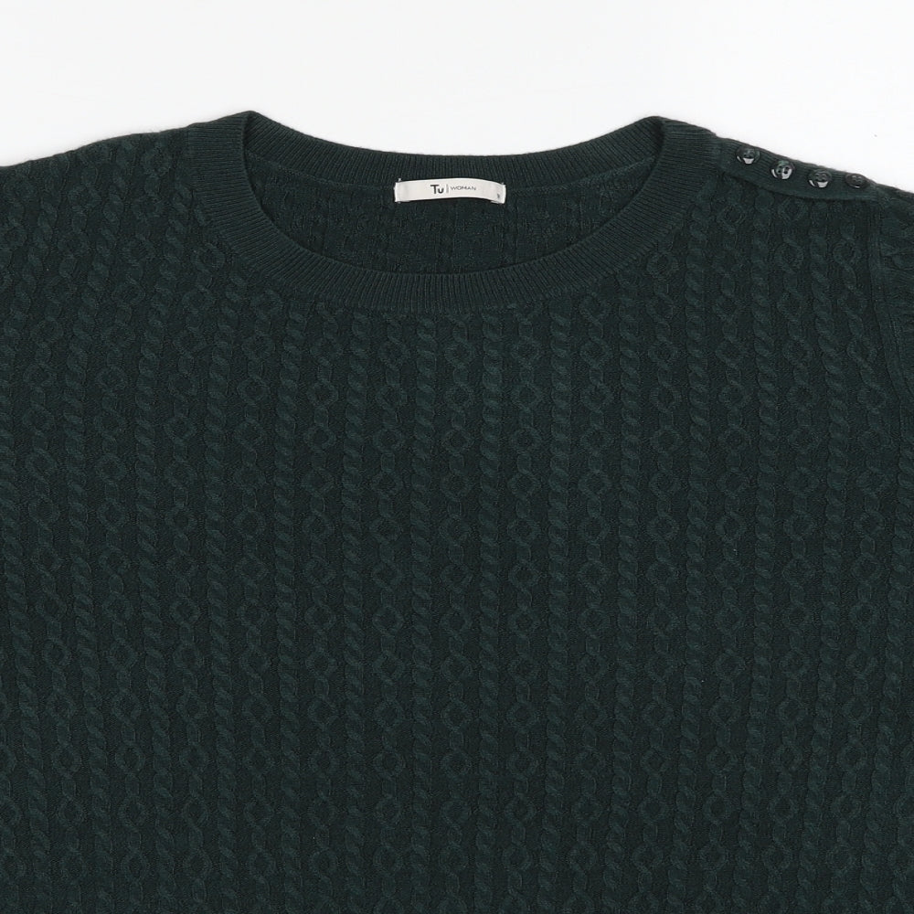 TU Womens Green Round Neck Acrylic Pullover Jumper Size 18