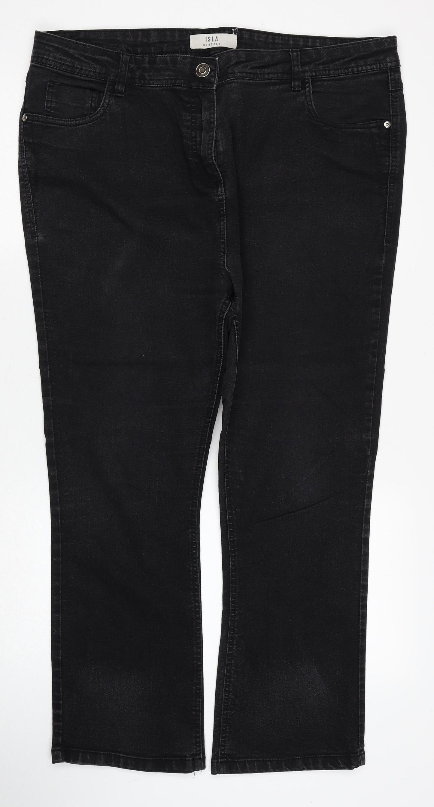 Isla Womens Black Cotton Bootcut Jeans Size 40 in Regular Zip