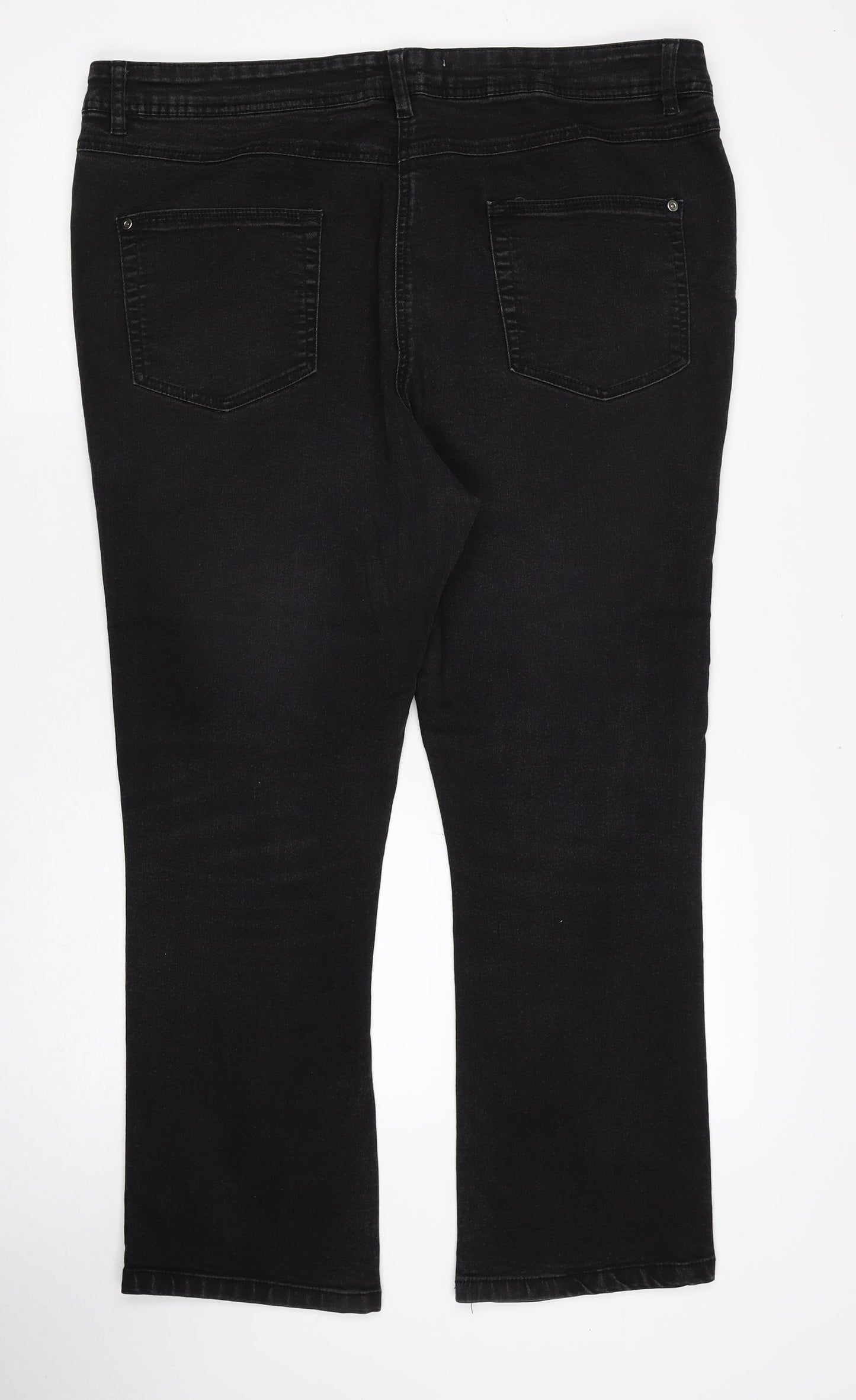 Isla Womens Black Cotton Bootcut Jeans Size 40 in Regular Zip