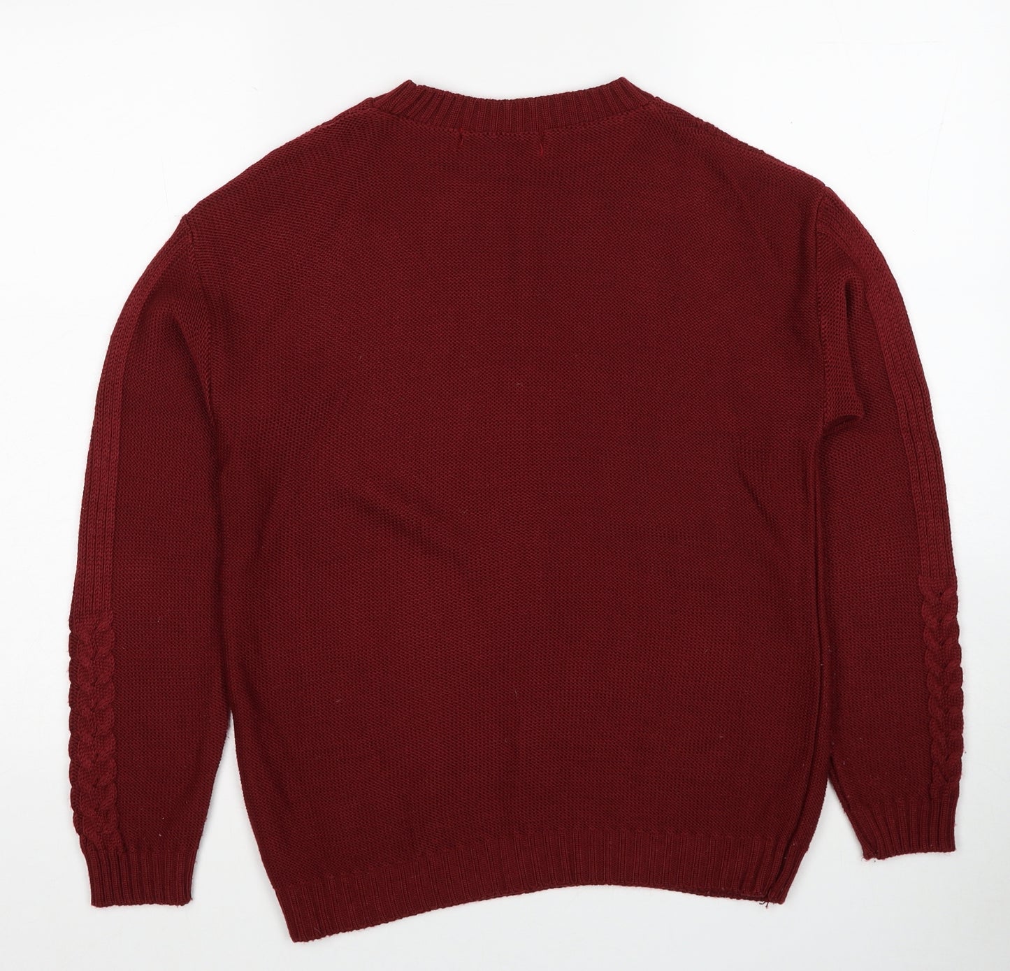 Pure & Natural Womens Red Round Neck Acrylic Pullover Jumper Size S - Size S-M
