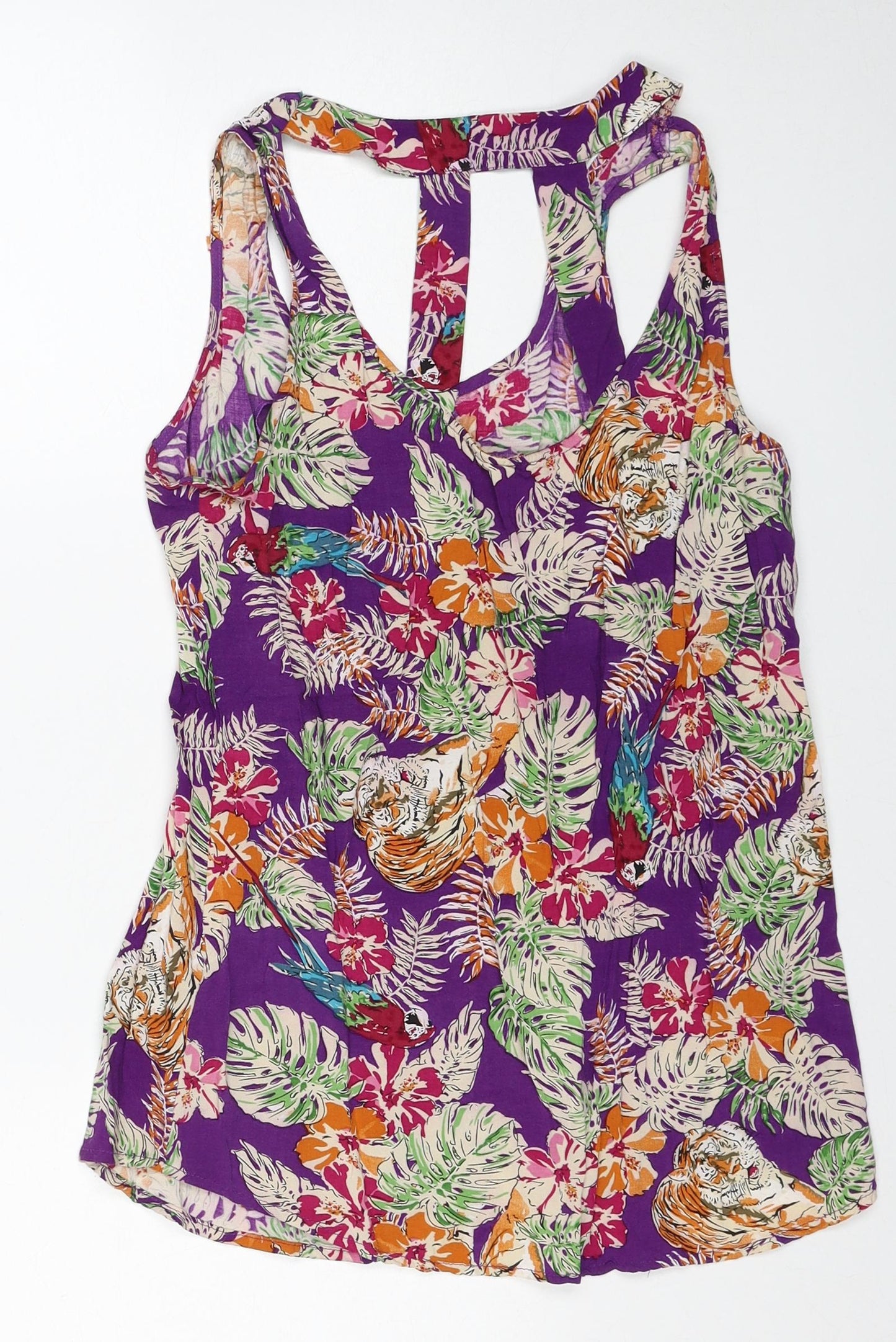 New Look Womens Multicoloured Floral Viscose Basic Tank Size 12 Scoop Neck
