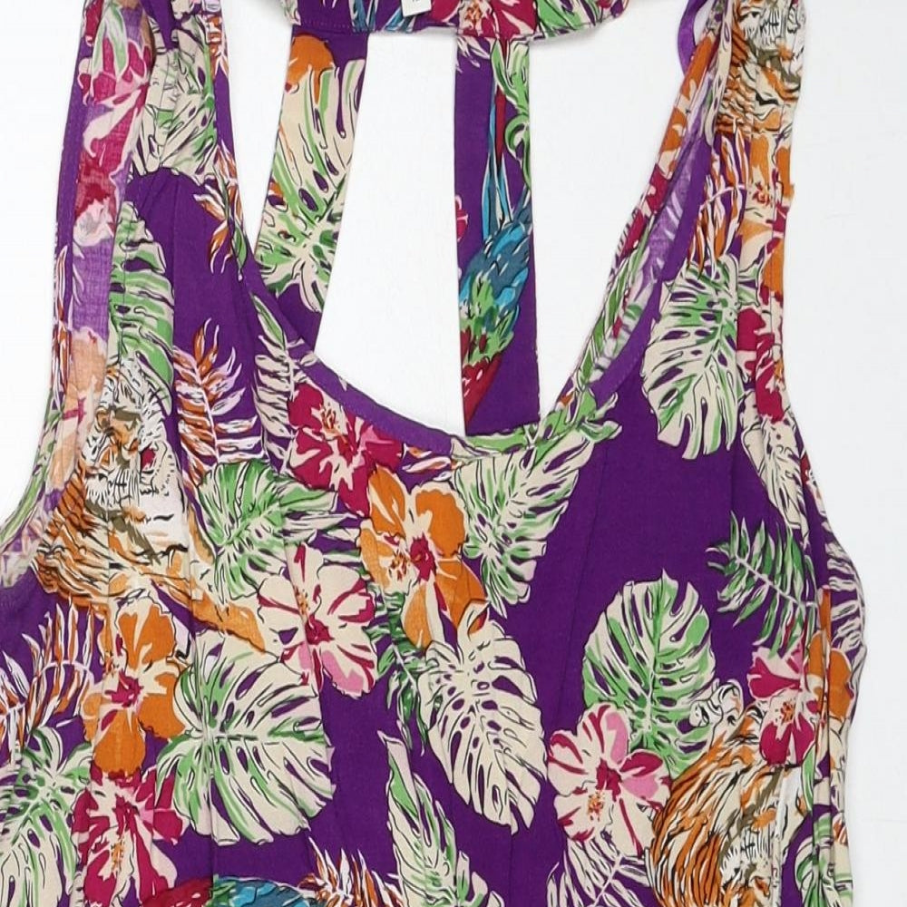 New Look Womens Multicoloured Floral Viscose Basic Tank Size 12 Scoop Neck