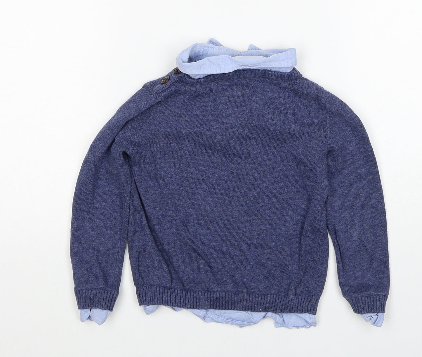 Ministry Of Rascals Boys Blue Collared Cotton Pullover Jumper Size 4 Years Pullover - Fox