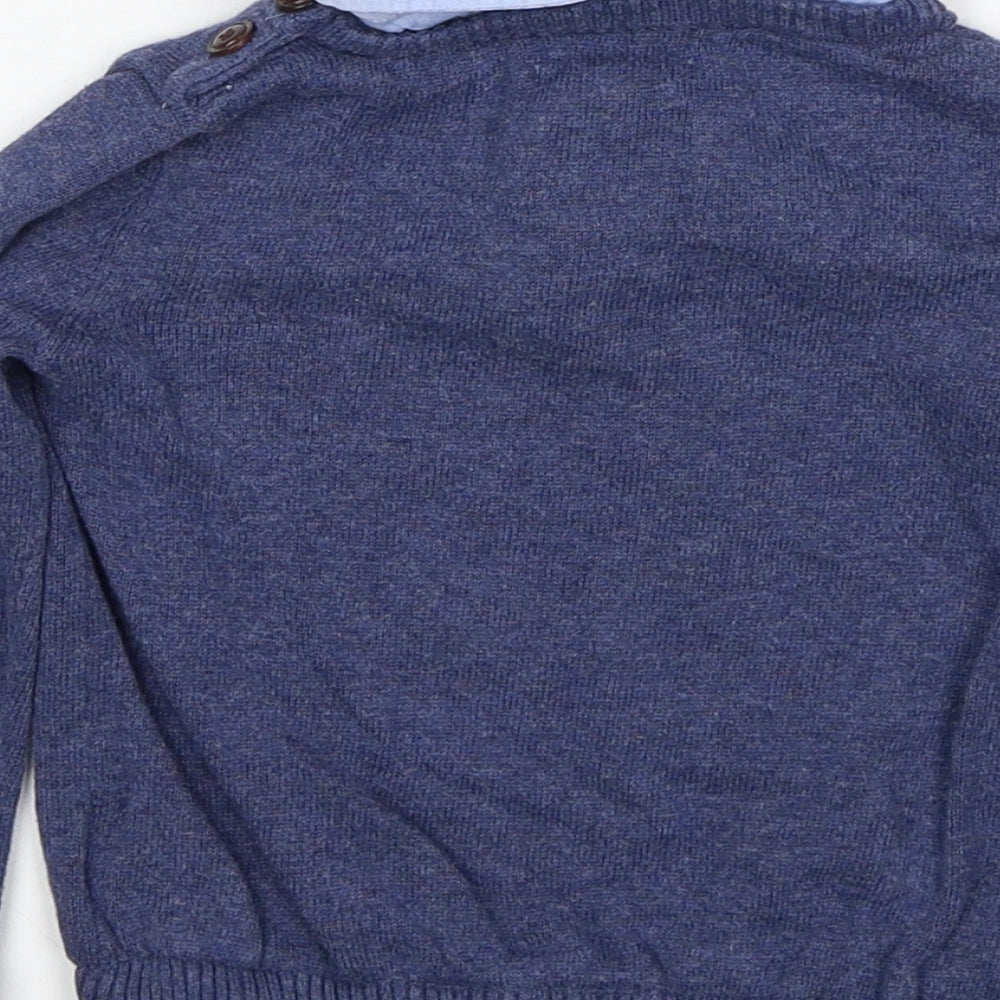 Ministry Of Rascals Boys Blue Collared Cotton Pullover Jumper Size 4 Years Pullover - Fox