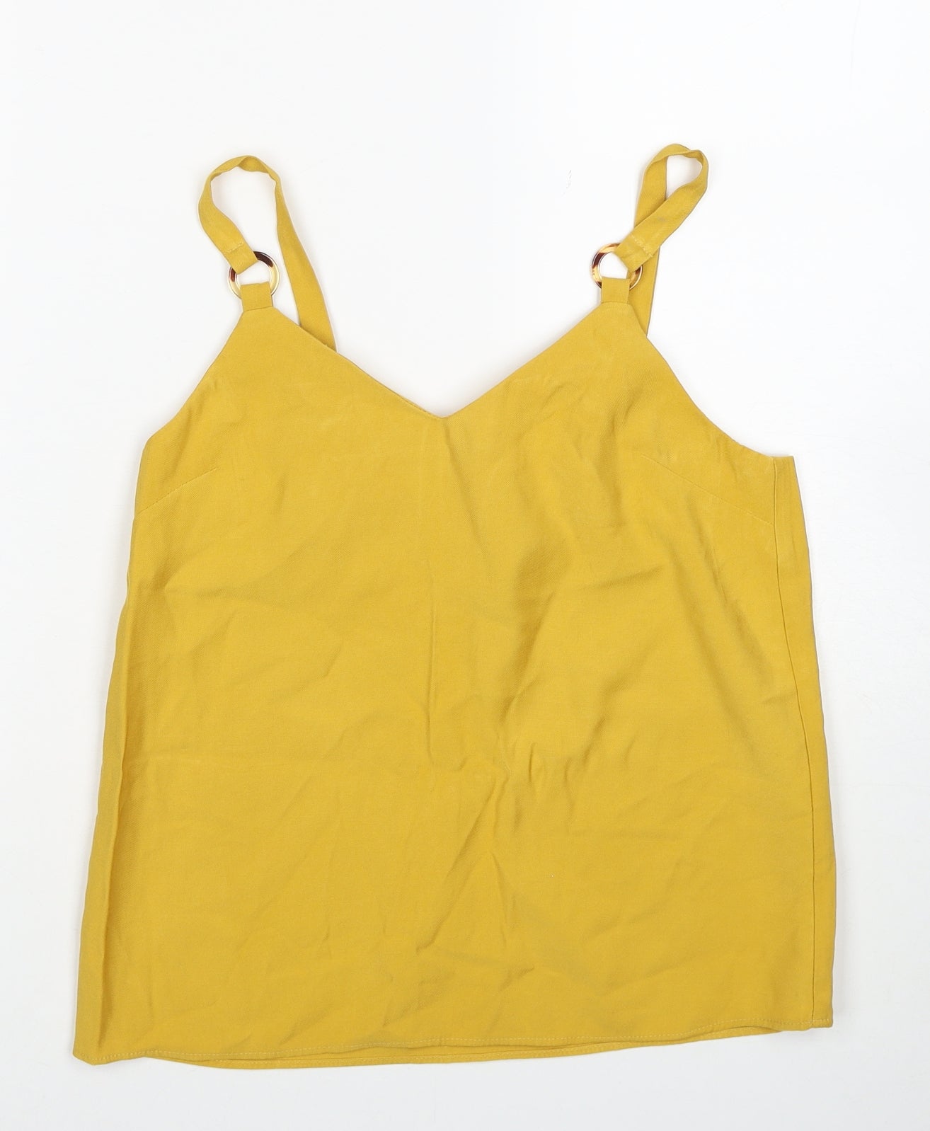 Topshop Womens Yellow Viscose Camisole Tank Size 6 V-Neck