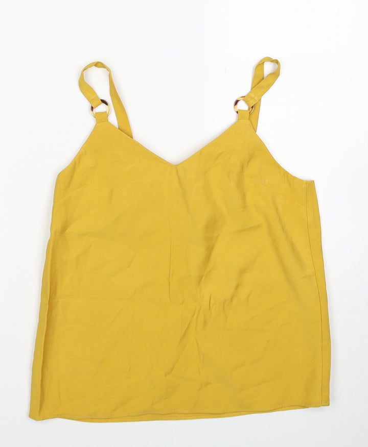 Topshop Womens Yellow Viscose Camisole Tank Size 6 V-Neck