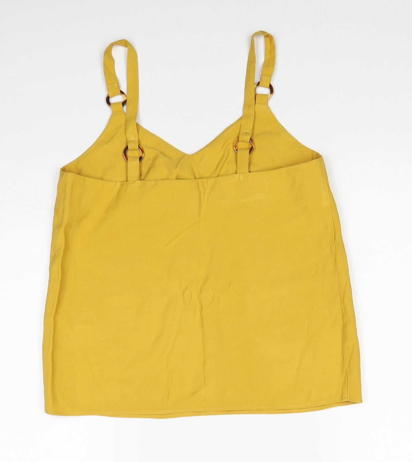 Topshop Womens Yellow Viscose Camisole Tank Size 6 V-Neck