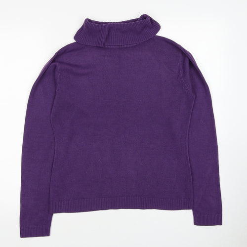 Nutshell Womens Purple Roll Neck Acrylic Pullover Jumper Size S