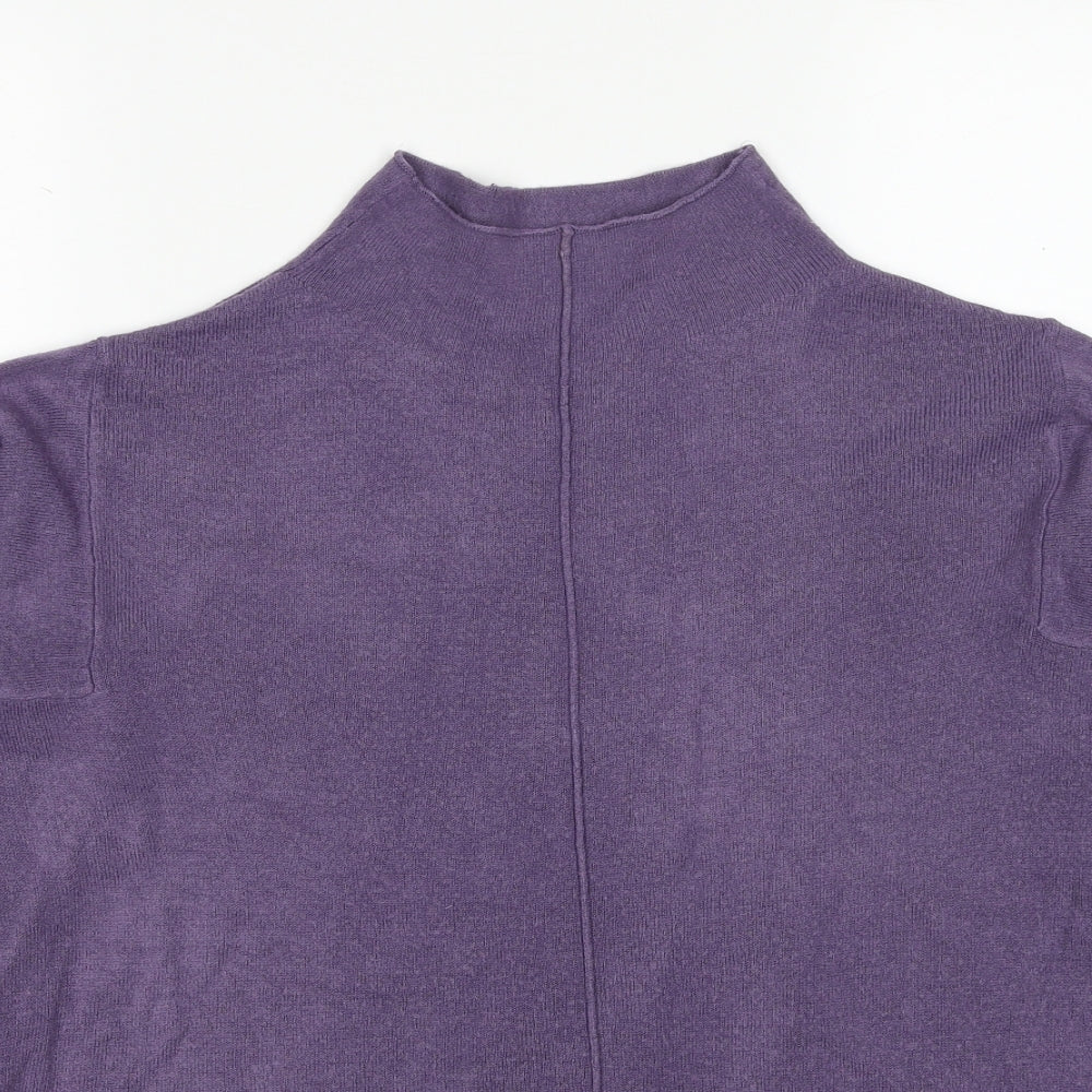 Marks and Spencer Womens Purple High Neck Acrylic Pullover Jumper Size S