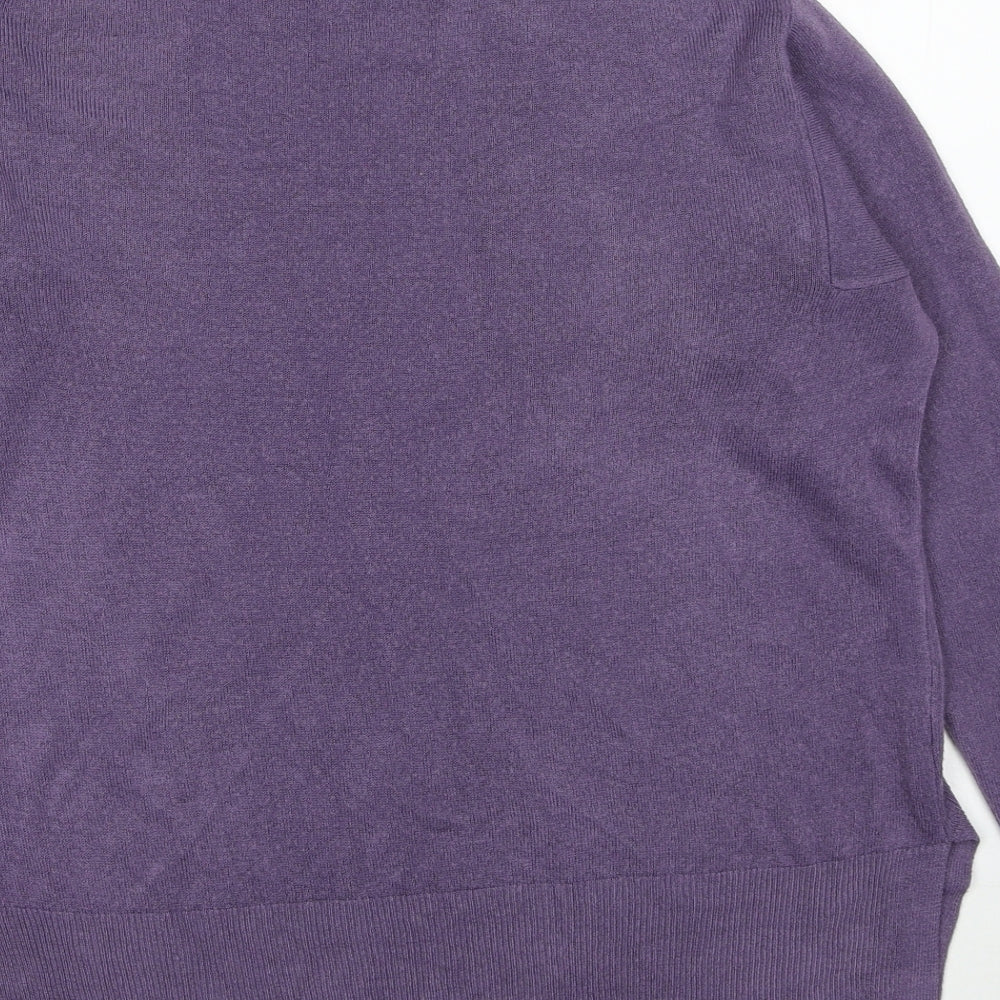 Marks and Spencer Womens Purple High Neck Acrylic Pullover Jumper Size S