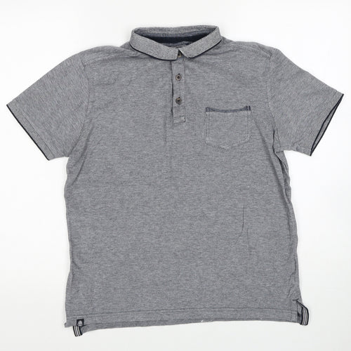 Kensington Boys Grey Cotton Basic Polo Size M Collared Pullover