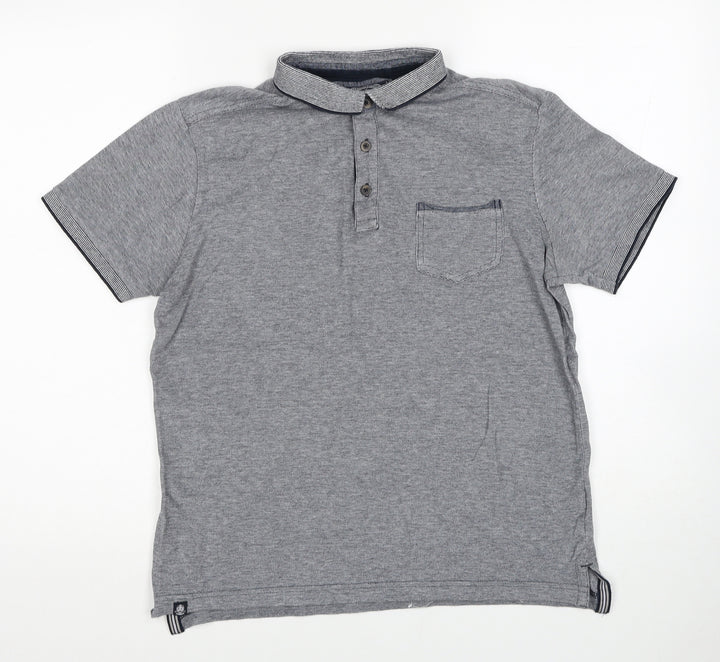 Kensington Boys Grey Cotton Basic Polo Size M Collared Pullover