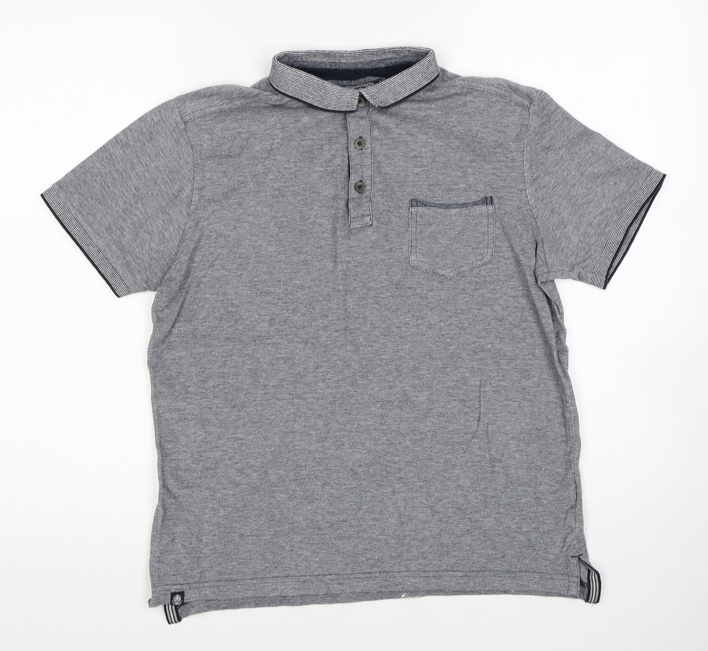 Kensington Boys Grey Cotton Basic Polo Size M Collared Pullover