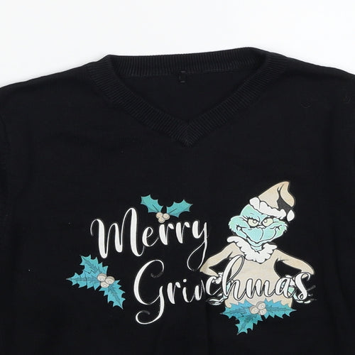 George Boys Black Cotton Pullover Sweatshirt Size 6-7 Years Pullover - The Grinch Merry Christmas