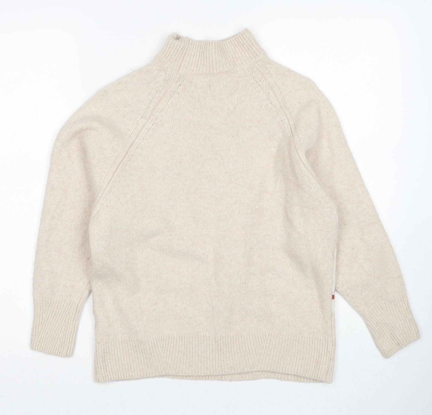 Autograph Womens Beige High Neck Argyle/Diamond Polyamide Pullover Jumper Size M