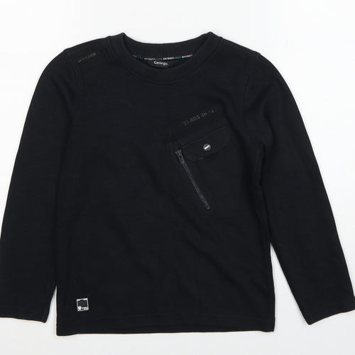 George Boys Black Polyester Pullover Sweatshirt Size 6-7 Years Pullover