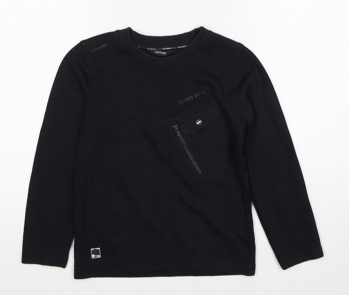 George Boys Black Polyester Pullover Sweatshirt Size 6-7 Years Pullover