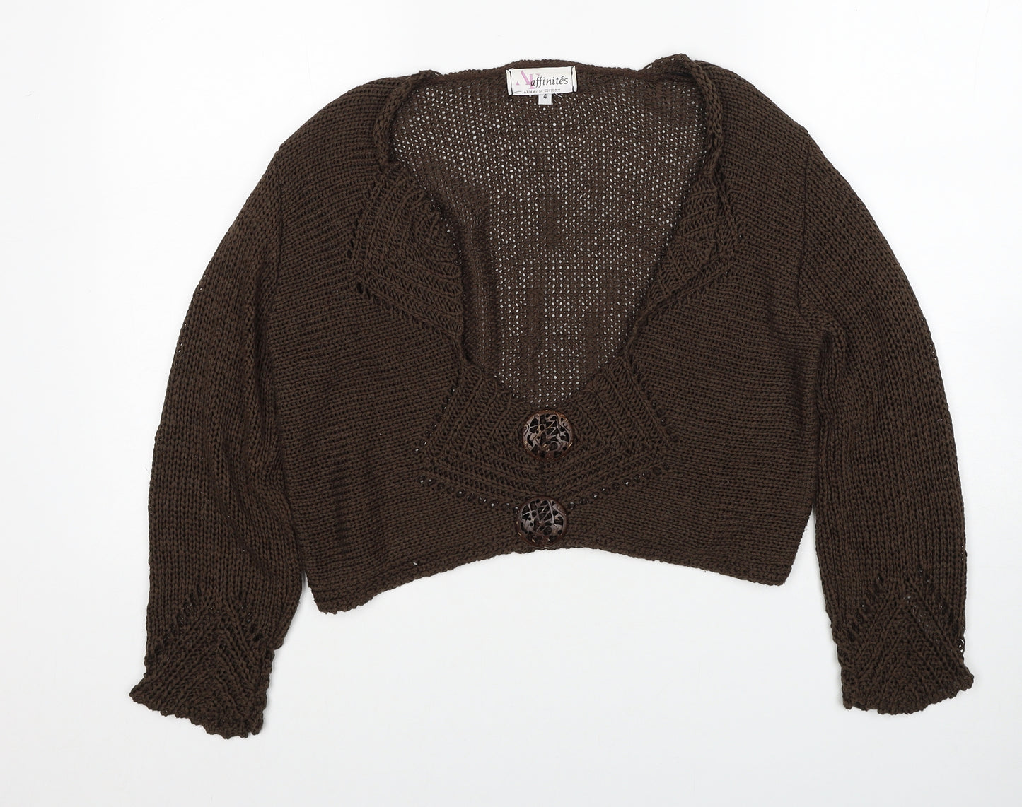 Affinity Womens Brown V-Neck Acrylic Pullover Jumper Size 4XL - Cropped