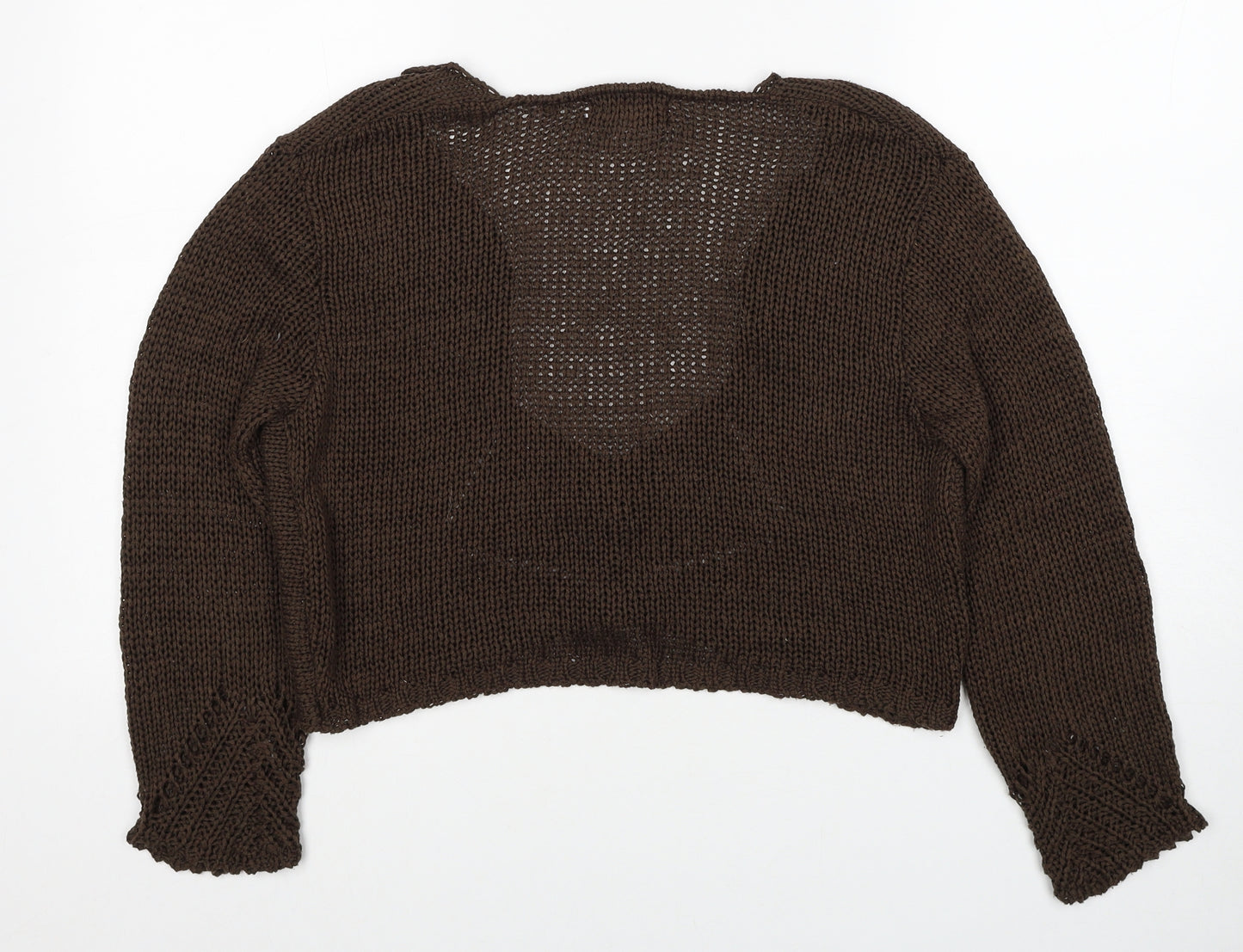 Affinity Womens Brown V-Neck Acrylic Pullover Jumper Size 4XL - Cropped