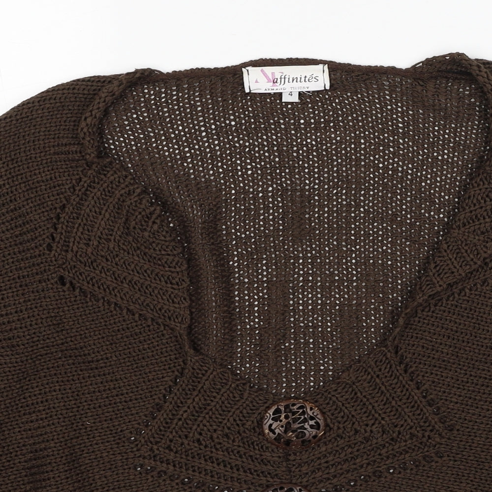 Affinity Womens Brown V-Neck Acrylic Pullover Jumper Size 4XL - Cropped