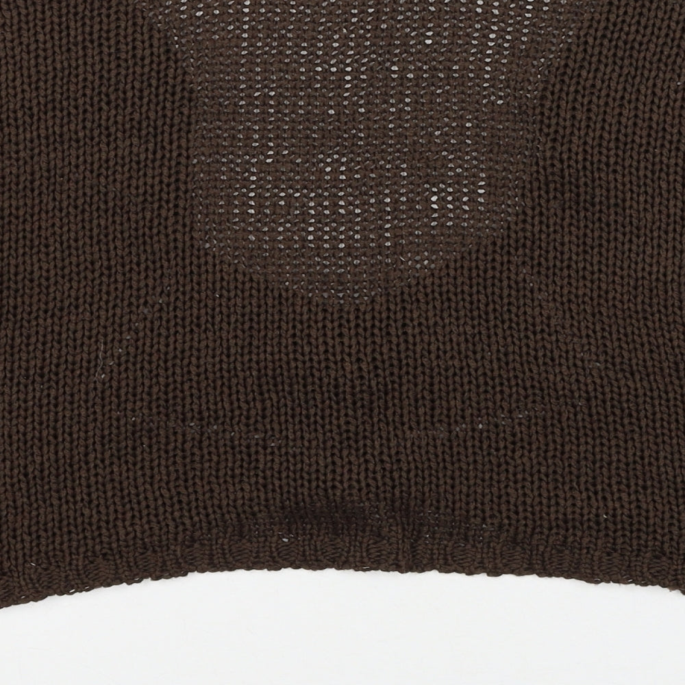 Affinity Womens Brown V-Neck Acrylic Pullover Jumper Size 4XL - Cropped