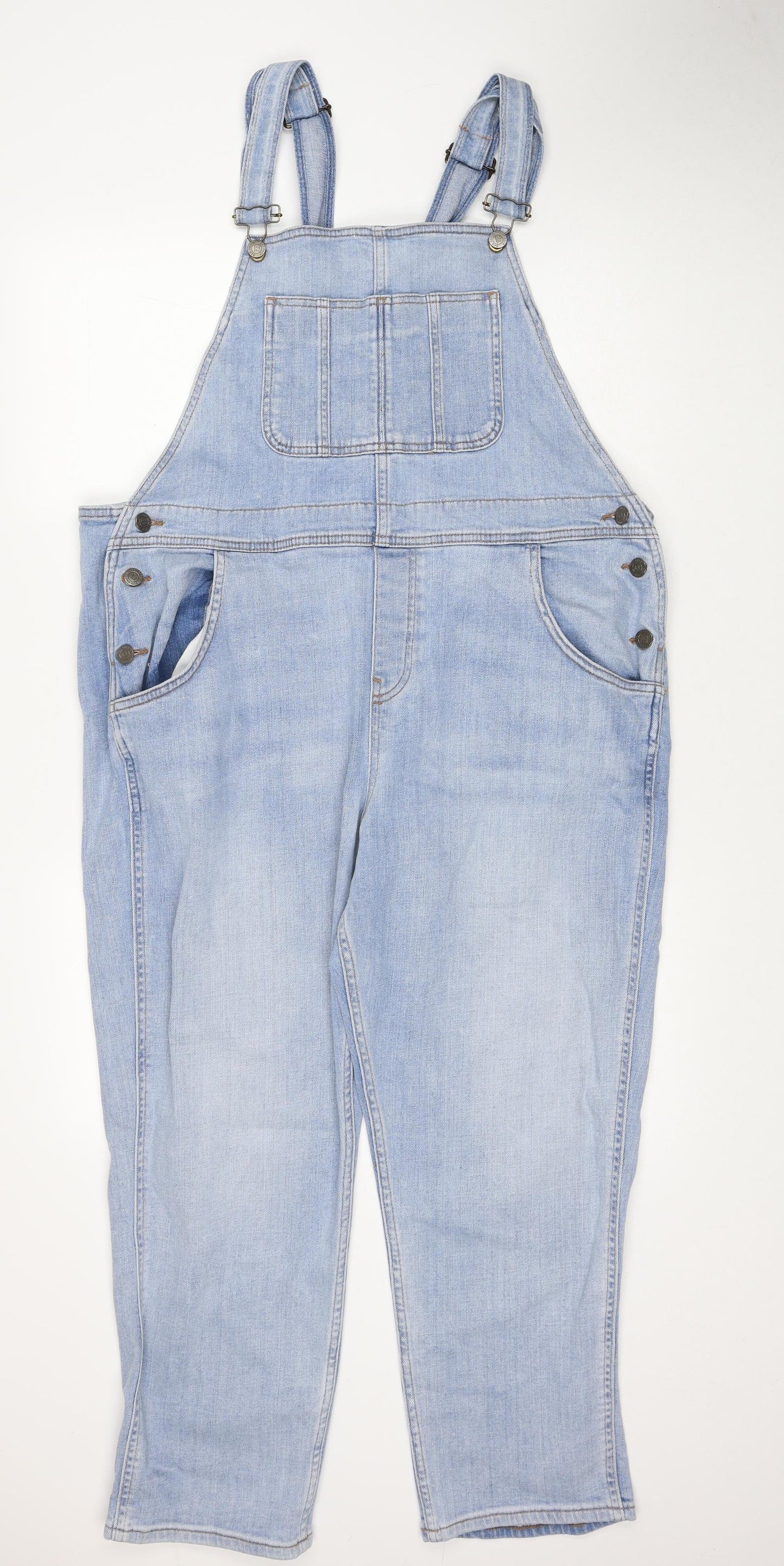 Fat Face Womens Blue Cotton Dungaree One-Piece Size 18 Buckle