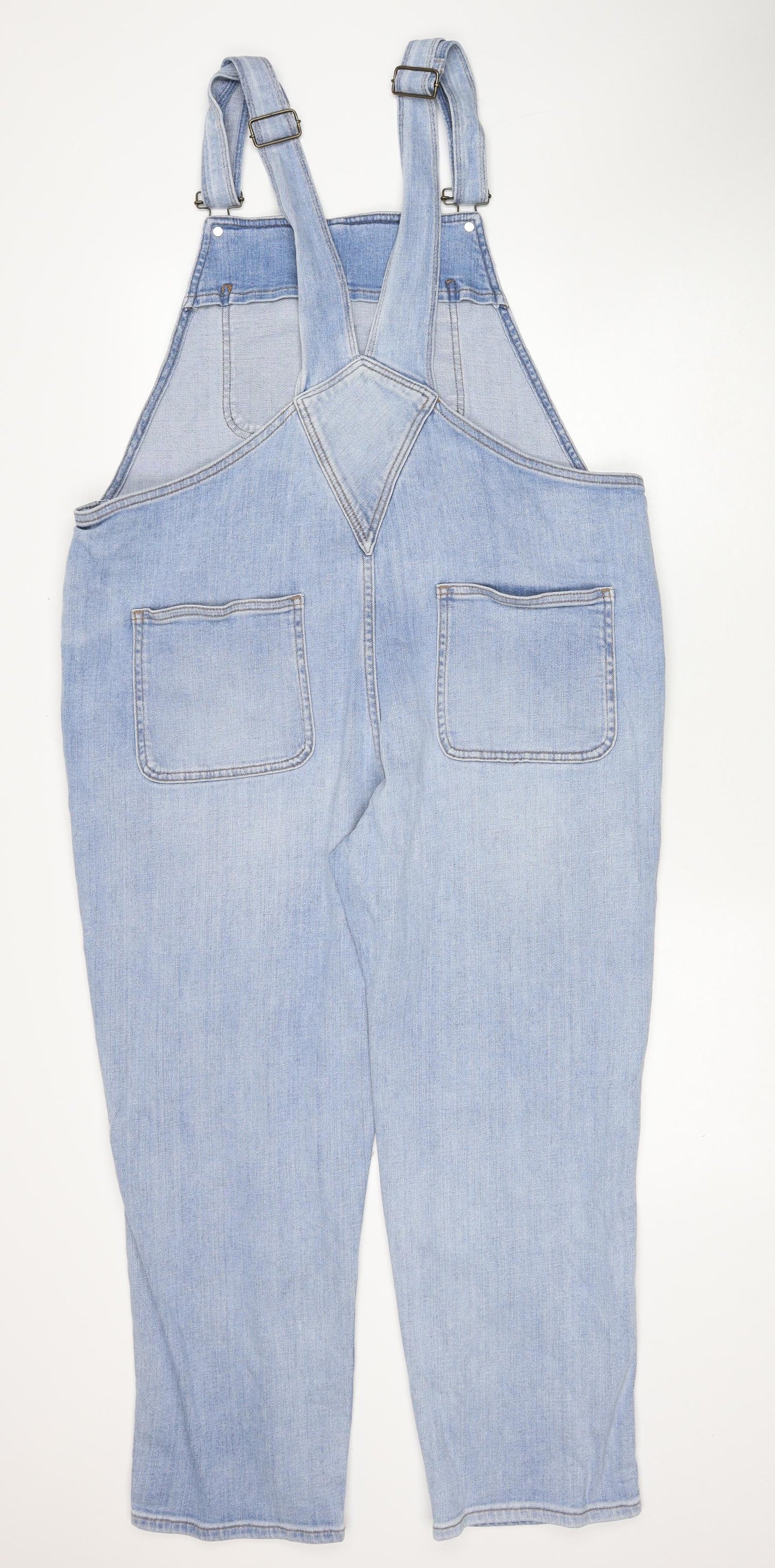 Fat Face Womens Blue Cotton Dungaree One-Piece Size 18 Buckle