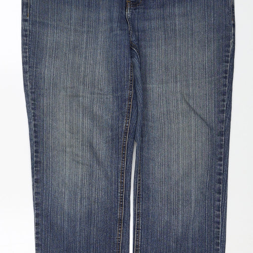 House Of Denim Womens Blue Cotton Straight Jeans Size 14 Regular Zip