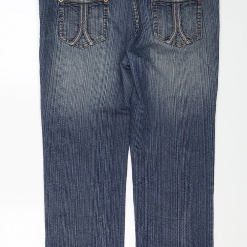 House Of Denim Womens Blue Cotton Straight Jeans Size 14 Regular Zip