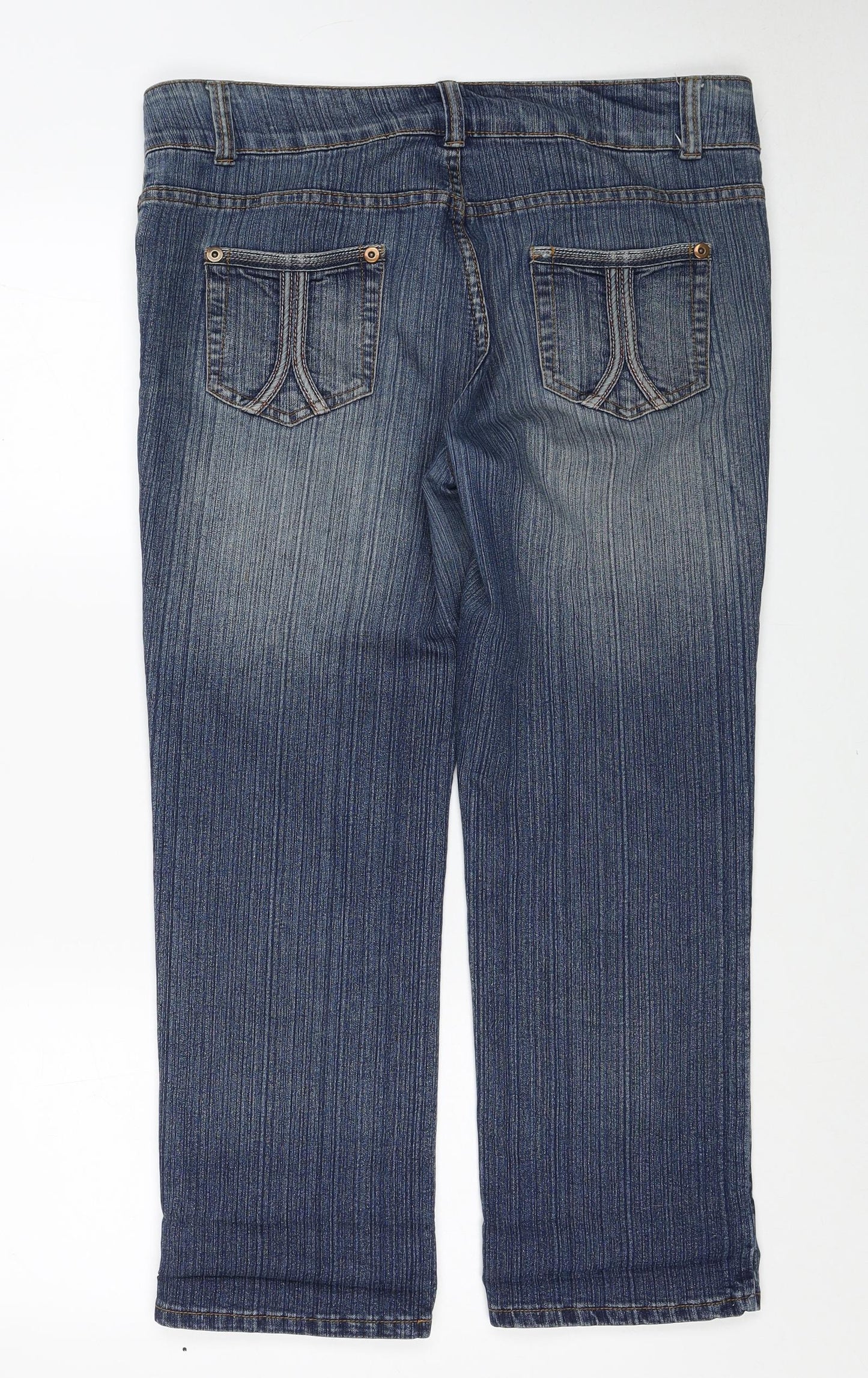 House Of Denim Womens Blue Cotton Straight Jeans Size 14 Regular Zip