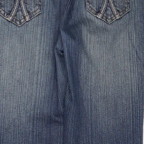 House Of Denim Womens Blue Cotton Straight Jeans Size 14 Regular Zip