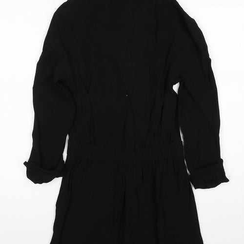Topshop Womens Black Viscose Playsuit One-Piece Size 4XL Button