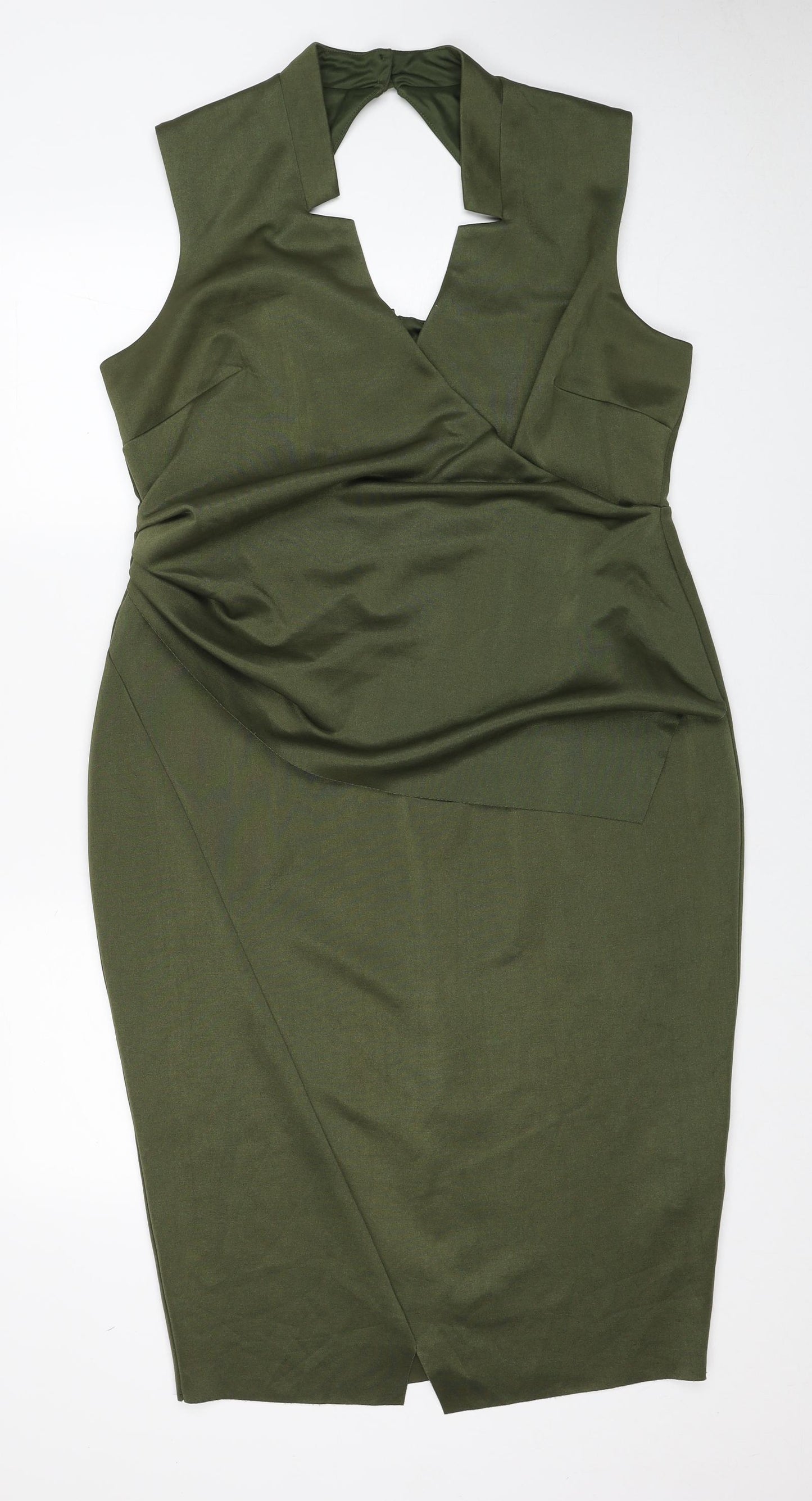 ASOS Womens Green Polyester Shift Size 20 V-Neck Button