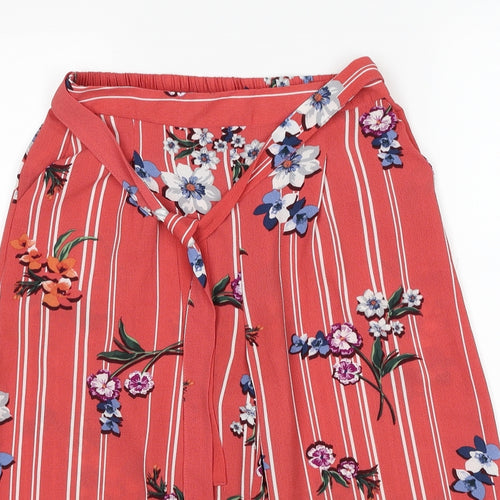 Primark Womens Red Geometric Polyester Trousers Size 8 Regular