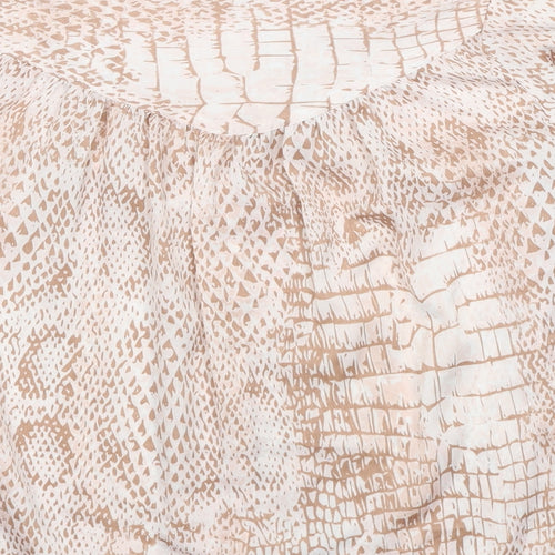 Topshop Womens Beige Animal Print Polyester Basic Button-Up Size 6 Collared - Snake Skin Print