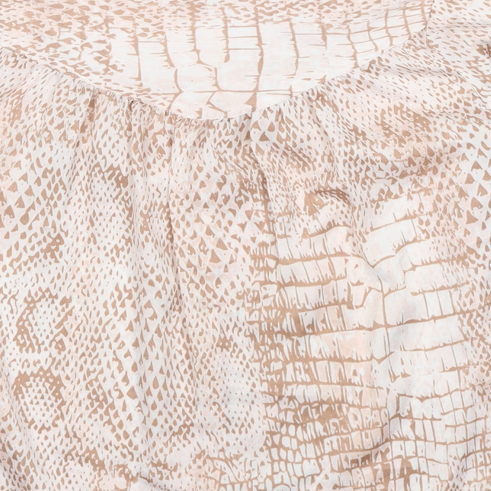 Topshop Womens Beige Animal Print Polyester Basic Button-Up Size 6 Collared - Snake Skin Print