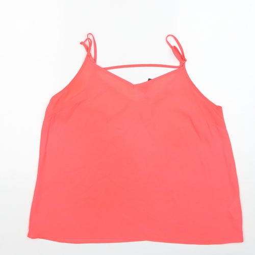 Primark Womens Pink Polyester Basic Tank Size 14 V-Neck