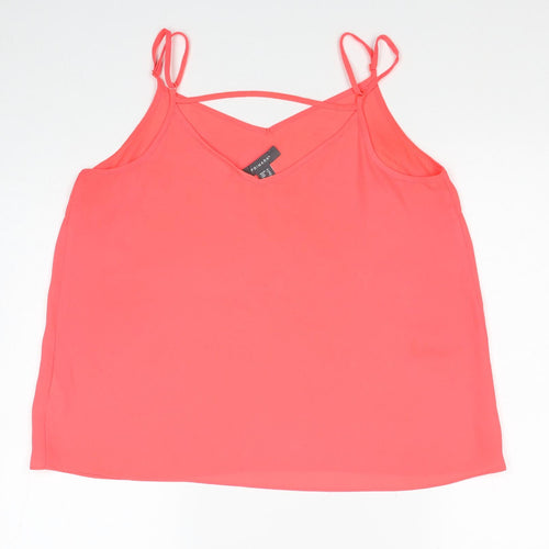 Primark Womens Pink Polyester Basic Tank Size 14 V-Neck