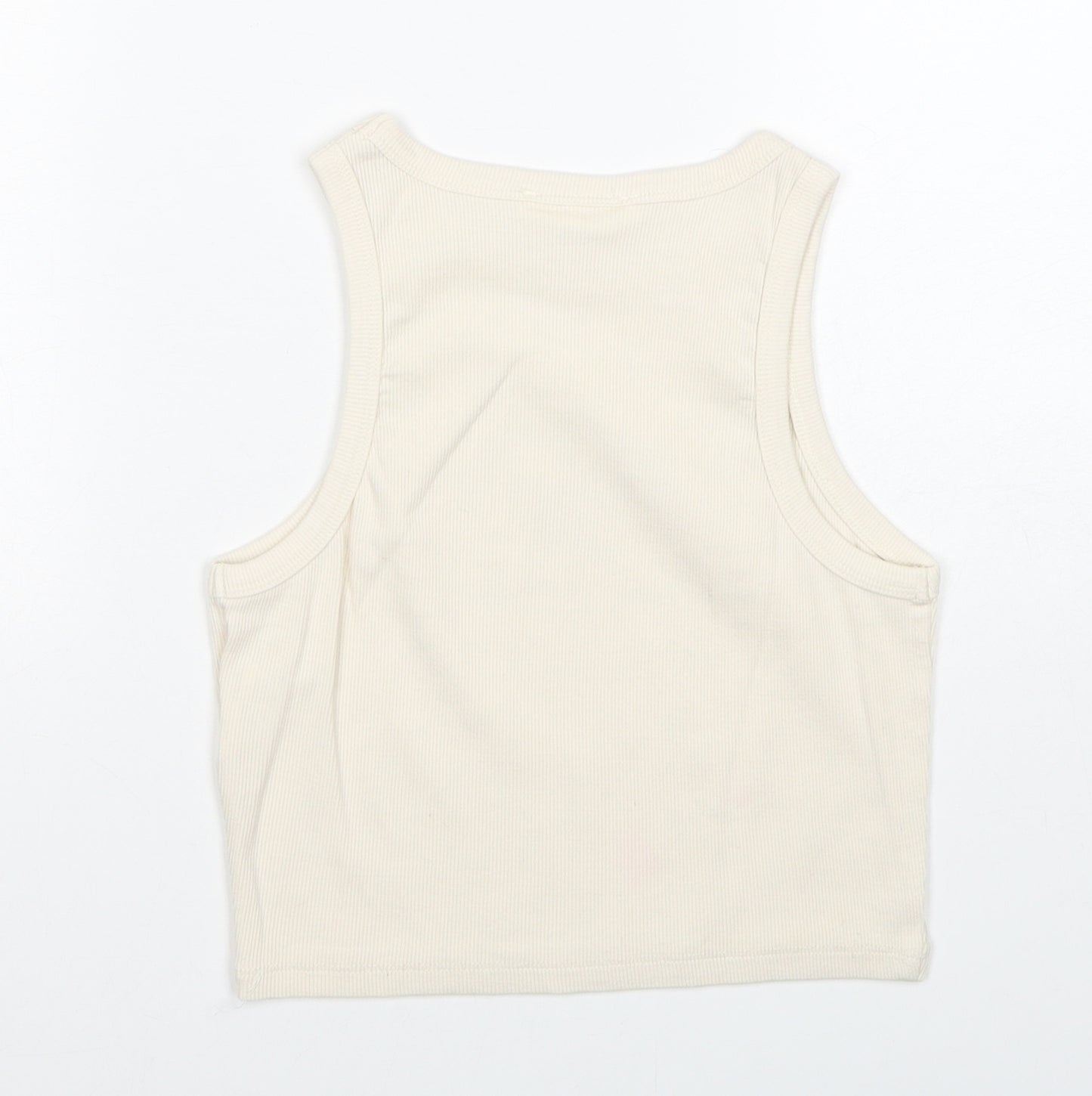 Pull&Bear Womens Ivory Cotton Basic Tank Size M Round Neck - The Ocean Is My Cozy Home