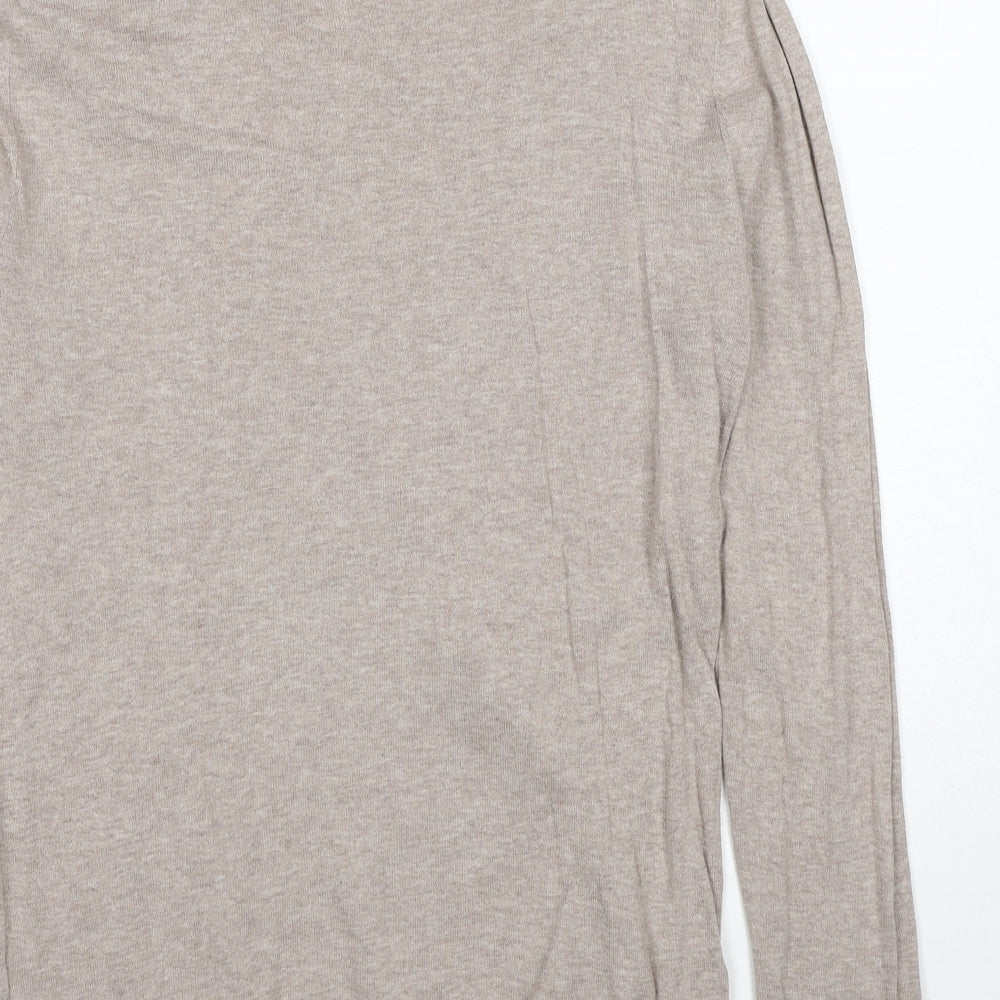 ASOS Mens Beige Mock Neck Cotton Pullover Jumper Size M Long Sleeve