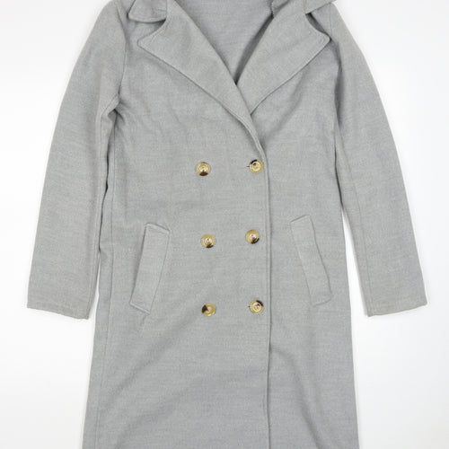 Made in Italy Womens Grey Overcoat Coat Size XS Button