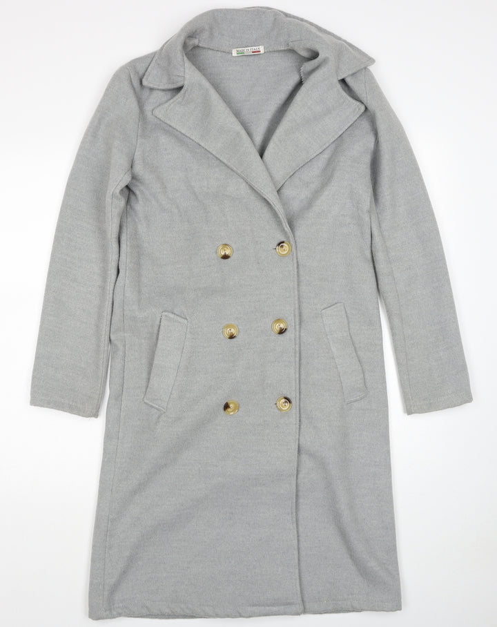 Made in Italy Womens Grey Overcoat Coat Size XS Button